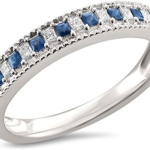 14K white gold sapphire and diamond ring 4.25